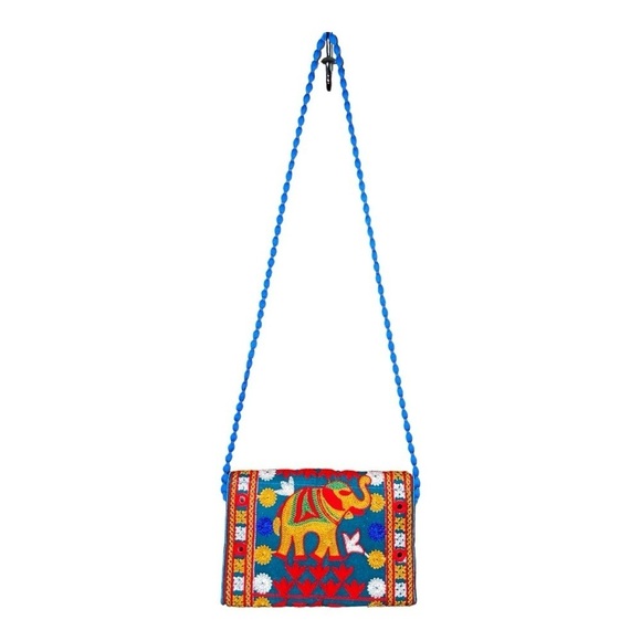 Handmade Ethnic Embroidered Banjara foldover Clutch/ Purse-Crossbody Bag - Picture 4 of 9